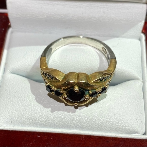 Gold Sterling Silver Vintage Sapphire Vintage SIZE 7 - Picture 3 of 17